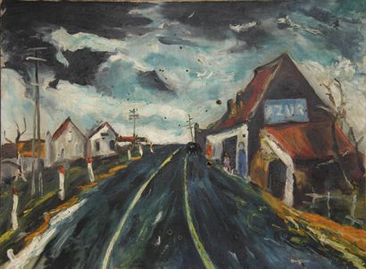 null Ecole moderne
Village pendant la tempête
Huile sur toile
54,5 x 73 cm. (acc...