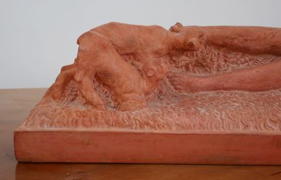 null Georges GORI (XIX-XXème s.)
Femme nue aux cabris
Sculpture en terre-cuite signée...