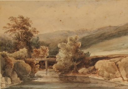 *Pierre Louis DUPLAT (1795-1870)
Le pont
Aquarelle...
