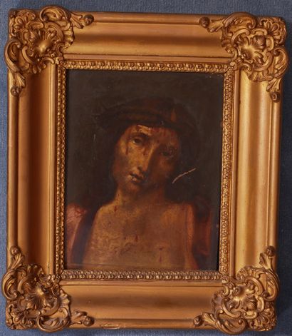 null Ecole du XIXème s.
Jésus à la couronne d'épine
Huile sur cuivre
22,5 x 17 cm....