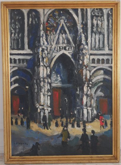 null Henri DIMPRE (1907-1971)
La sortie de cathédrale
Huile sur panneau signée en...