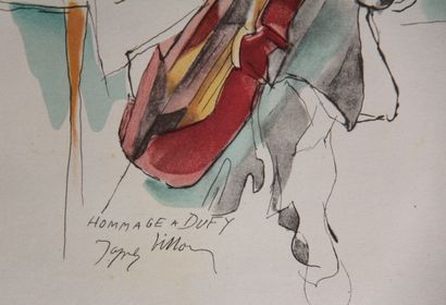 null Jacques VILLON (1875-1963) d'après
Le violoncelliste, hommage à Dufy, 1953
reproduction
22...