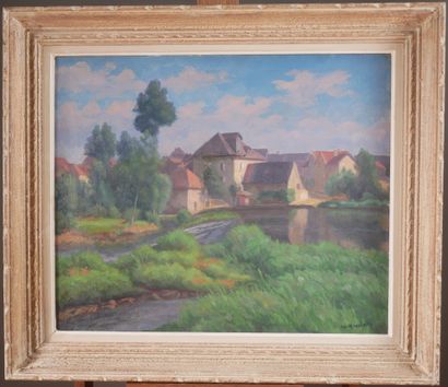 null Charles HUSSLEIN (1894-1971)
Village au bord de la rivière
Huile sur toile signée...