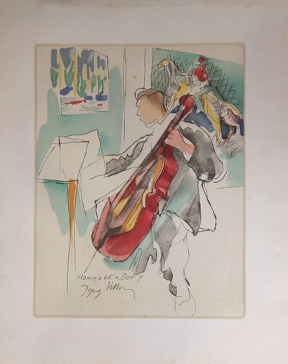 null Jacques VILLON (1875-1963) after
The cellist, homage to Dufy, 1953
reproduction
22...