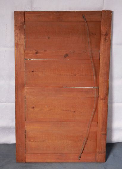 null Glace rectangulaire en bois stuqué redoré à la bronzine
68 x 110,5 cm. (accidents,...