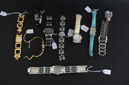 null Lot de neuf montres bracelets diverses en métal et pierres de synthèse, quatre...