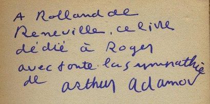 ARTHUR ADAMOV L'Aveu. Éditions du Sagittaire, 6. In-12 br. Édition originale, envoi....