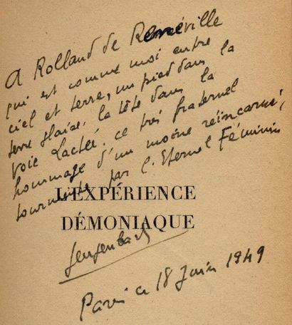 GENGENBACH L'Expérience démoniaque. Les éditions de Minuit, 1949. In-12 br. É. O....