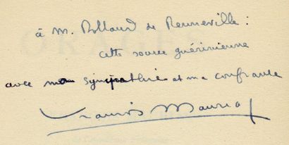 FRANÇOIS MAURIAC Orages. Grasset, 1949. In-12 br. É. O. SP. sur vergé Johannot. Envoi....
