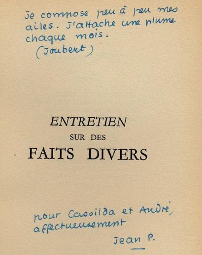 JEAN PAULHAN Entretien sur des faits divers. Illustrations d'André Lhote. Gallimard,...