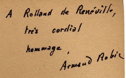ARMAND ROBIN Le temps qu'il fait. Gallimard, 1941. In-12 br. Envoi. Joint. Ma Vie...