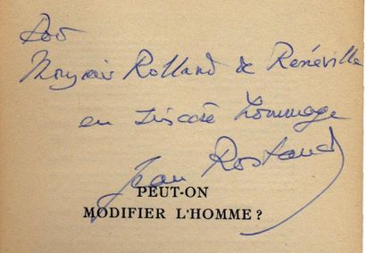 JEAN ROSTAND Peut-on modifier l'homme? Gallimard, coll. Les Essais, 1956. In-12 br....