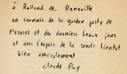 CLAUDE ROY L'Enfance de l'art. Fontaine, 1942. In- 12 br. Édition originale, HC....