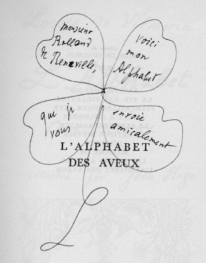 LOUISE DE VILMORIN L'Alphabet des aveux. Illustrations de Jean Hugo. NRF, 1954. In-12...