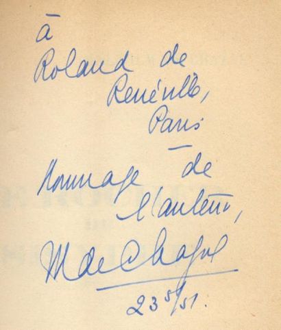 MALCOM DE CHAZAL Le Rocher de Sisyphe. Sné, Port Louis, Ile Maurice, 1951. In-12...