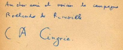 C-A. CINGRIA Bois sec, bois vert. Gallimard, 1948. In-12 br. É. O. SP. Envoi. Joint....