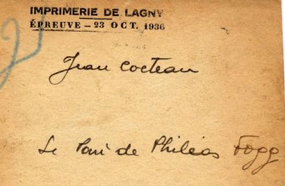 JEAN COCTEAU Le Pari de Philéas Fogg. (Tour du monde en 80 jours). NRF, 1936. Jeu...