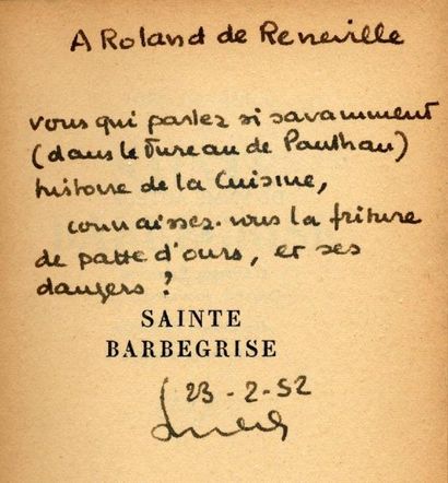 NOËL DEVAULX Sainte Barbegrise. Gallimard, 1952. In-12 br. Édition originale, SP....