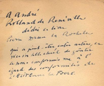 PIERRE DRIEU LA ROCHELLE Chronique politique. Gallimard, 1943. In-12 br. Couverture...