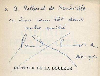 PAUL ELUARD Capitale de la douleur. NRF, 1926. In-12 br. Édition originale sur pur...