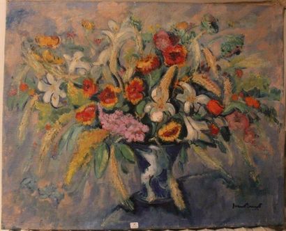 PARENT Jean (XXe siècle) Fleurs variées dans un vase Huile sur toile Signée en bas...