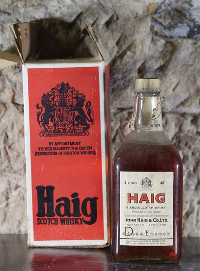 null 1 double-litre SCOTCH WHISKY "Blended", Haig (Vieux, MB, bande de capsule déchirée)...