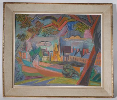 null (CR) André LHOTE (1885-1962)
Village de Thouars, 1943
Huile sur toile signée...