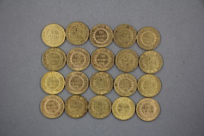 null **Vingt pièces de 20 FF en or
