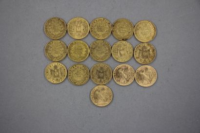 null **Seize pièces de 20 FF en or