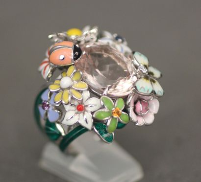 null DIOR jewelry
18k white gold diarette ring with polychrome enamel decoration...