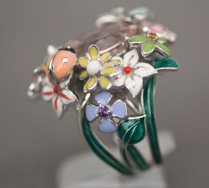 null DIOR jewelry
18k white gold diarette ring with polychrome enamel decoration...