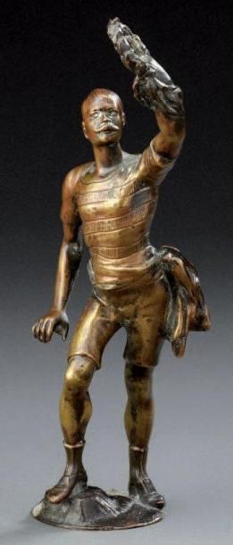 École anglaise vers 1880-1890 Le vainqueur du marathon Sculpture en bronze Hauteur:...