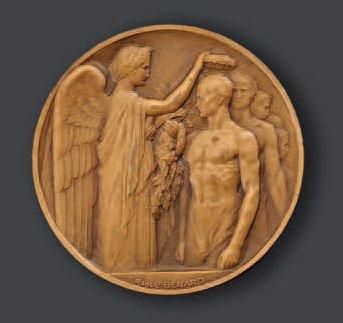 Paris, 1924 Médaille officielle de participant en bronze. Graveur Raoul BENARD. Diamètre:...