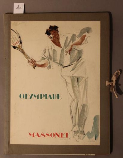 Armand Massonet (1892-1979) OLYMPIADE Portefeuille contenant 8 planches de dessins...