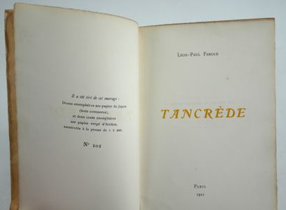 null LEON PAUL FARGUE.
Tancrède
Sné, [Valery Larbaud], 1911.
Tirage limité à 212...