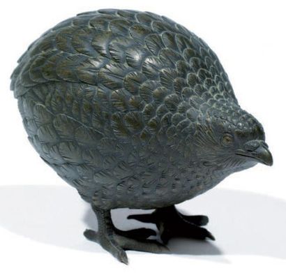 null Okimono en bronze représentant une caille. Japon 1880 H.: 9 cm
