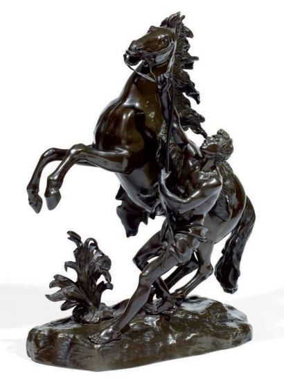 COUSTOU Guillaume (d'après) Le cheval de Marly Epreuve en bronze à patine brune Fonte...