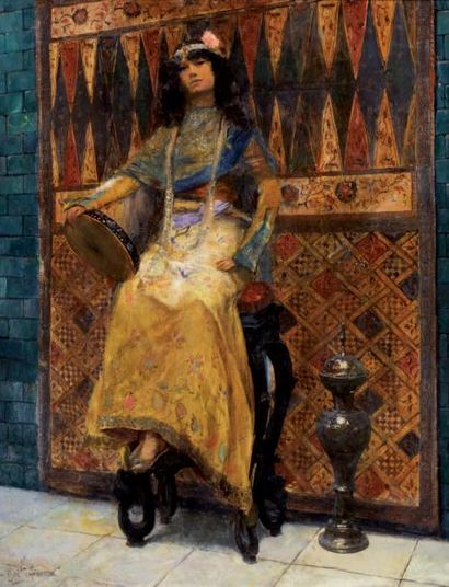 ROCHEGROSSE Antoine Georges Marie (1859-1938) Femme orientale Huile sur toile Signée...