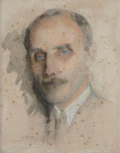 Josey PILLON (1876-?) Portrait de monsieur Paul Léon. Technique mixte sur papier....