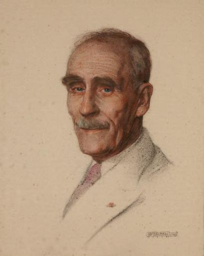 Adrien Sénéchal (1895-1974) Portrait de Monsieur Paul Léon, 1949. Pastel sur papier....