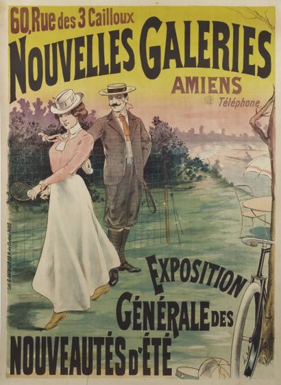 null affiche "Nouvelles Galeries Amiens" 1900 anonyme entoilée parfait état 95 x...