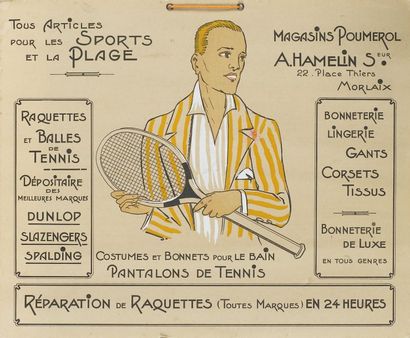 null carton publicitaire pour un magasin de sports c.1930 29 x 24 cm SPORT SHOP ...