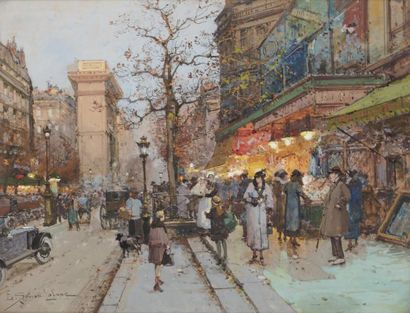 Eugène GALIEN-LALOUE (1854-1941) Porte Saint Denis Aquarelle gouachée, signée en...