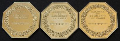 null Trois pièces octogonales Chambre de Commerce de Paris en or jaune 1981, 1983,...