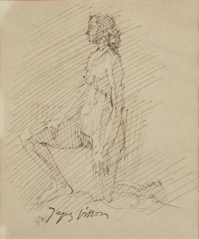 Jacques VILLON (1875-1963) Etude de femme. Encre sur papier. Cachet de la signature...