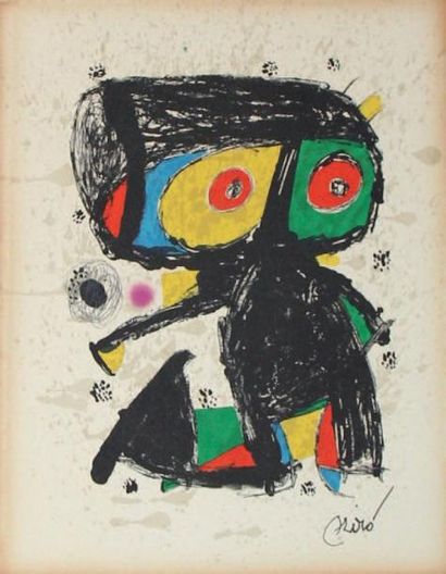 Joan MIRO (1893-1983) Sans titre 32 x 26 cm. Lithographie en couleurs sur vélin avec...