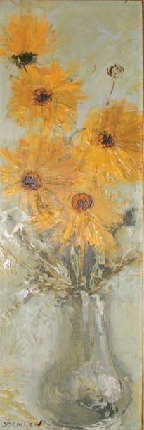 Aimé Daniel STEINLEN (né en 1923) Cornet jaune. Huile sur toile. Signée en bas à...