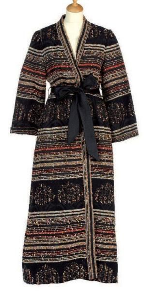 CHRISTIAN DIOR Lingerie Robe d'intérieur en lainage noir et multicolore d'inspiration...