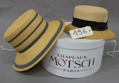 Motsh pour HERMES Lot de deux chapeaux de paille, taille 57. Très bon état