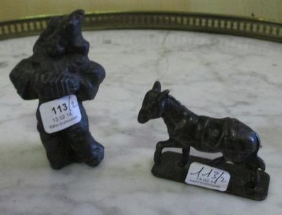null Deux petits bronzes: âne et accordéoniste
